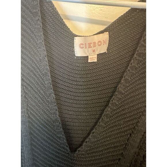 Ciebon Sweater Tank Dress M Black Knit Midi Slip Liner Sleeveless - Picture 3 of 9